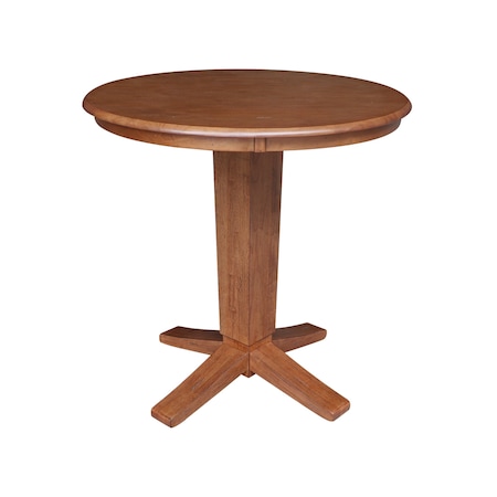 International Concepts 36 in. Solid Wood Round Top Pedestal Dining Table - 35.9 in. High, Distressed Oak K42-36RT-23B-36